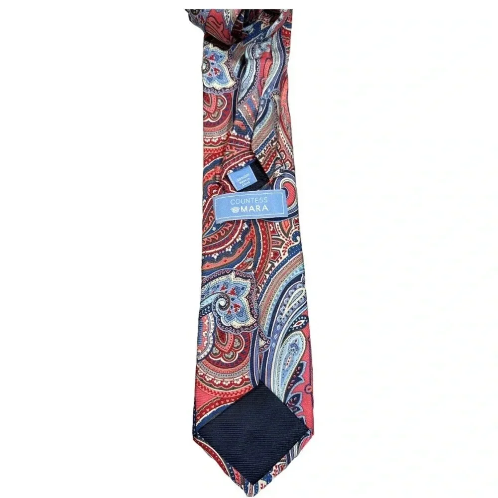 Vtg Countess Mara 100% Silk Paisley Designer Necktie Office Career